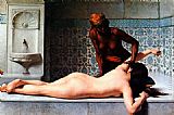 Scene Canvas Paintings - Le Massage scene de Hammam